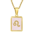 Gold-plated 18K stainless steel Leo zodiac shell necklace with pink inlay pendant - Leo (With Chain)