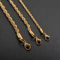Golden stainless steel rope chains in three thicknesses with secure lobster clasp closures - 4mm*45cm / Gold