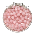 Pink translucent ice-crack pattern round glass beads displayed in a silver metal bow tray - 50Pcs/10mm / Frosted Bead - Orange Pink