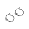 Minimalist S925 sterling silver knot hoop earrings with a polished silver finish for women - White Gold