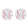Boucles d'oreilles baseball blanches scintillantes avec détails de coutures rouges - Baseball Acrylique (10631)
