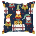 Detailed close-up of Christmas gnome pattern on soft peach skin pillowcase fabric - Style 34