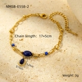 Detailed view of 17+5cm gold double-layer bracelet with blue lapis lazuli stones - 18K Gold/17+5cm / Blue (Lapis Lazuli) (NMSB-E558-2)