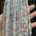 Perles d'opale carrées blanc laiteux avec reflets bleus pour création de bijoux DIY - 4x4mm (Environ 38cm Fil) / Opalite