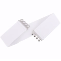 Cintura elastica bianca da donna con fibbia in metallo argentato lucido per abiti - 75cm / Bianco