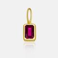 Détail du pendentif carré en argent s925 plaqué or avec zircon de couleur magenta - Or 18K-Juillet