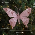 Pink glitter butterfly ornament with pearls, measuring 24x17cm, for festive Christmas tree decor - Pink Butterfly