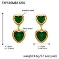 Orecchini a cuore in acciaio inossidabile dorato con pietra verde e dimensioni - Orecchini in Strass Verde (TXF510) / Oro