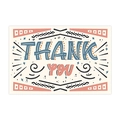 Macro view of vintage style thank you card with hand-painted blue and pink floral patterns - K-03 (9x5.4cm) 50Pcs/Pack