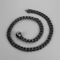 Collana a catena cubana nera da 10mm in acciaio inox con fibbia magnetica di strass - Bracciale 20CM / Nero (Chiusura in Strass)
