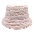 Detail of light pink bucket hat showing intricate heart-shaped quilted pattern and texture - M (56-58cm) / Pink