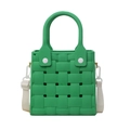 Sac carré vert en EVA perforé avec texture tressée et bandoulière en sangle blanche - 20*19*10 / Vert