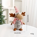 Renna di Natale grigia in peluche con cappello a fiocchi e sciarpa, decorazione da 42cm - Renna in piedi con cappello a punta