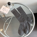Calcetines media pierna gris oscuro con rayas verticales y malla hueca transpirable - Talla única / gris oscuro