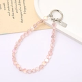 Colgante para móvil de cuentas de cristal rosa con cierre metálico de plata - Rosa (K4445)