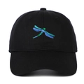 Classico cappellino da baseball nero con ricamo a libellula dettagliato e visiera curva - Nero