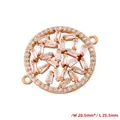 Detailed view of rose gold hollow flower connector with cubic zirconia, 20.5mm x 25.5mm - Large 20.5*25.5mm / Rose Gold