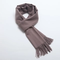 Morandi purple cashmere-feel scarf with fine fringe tassels and soft smooth texture - Light Camel
