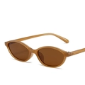 Retro oval translucent amber frame sunglasses with dark brown lenses for women y2k style - Jelly Tea Frame Tea Lens