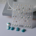 5D embossed daisy nail stickers with 3D floral textures for professional nail art - Relief Daisy & Chrysanthemum Style (TS-045)