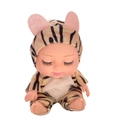 8 inch BJD sleeping baby doll wearing a tiger pattern plush onesie and ear hat - 8 Inch Tiger