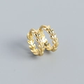 Minimalistische S925 Silber Olivenblatt Huggie Ohrringe mit poliertem Gold-Finish - 925er Silber / Gold