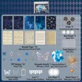 Blue theme DIYita bag material kit featuring PET stickers, lace, and metal gear accessories - Blue Ledger