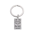 Portachiavi Ariete personalizzato in acciaio inossidabile con incisione stile tarocchi - Argento Ariete (Portachiavi 12 Segni Zodiacali - Colore Acciaio 9)