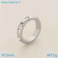 Eleganter 5mm Edelstahlring in Silber mit drei Diamanten, erhältlich in US-Größe 6-9 - US 6 / Silber