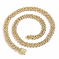 Collana cubana da uomo 10mm placcata oro con pietre di zirconi scintillanti - Collana da 16 Pollici (Lunghezza 40 cm) / Oro