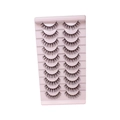 Set van 10 paar Russische DD-krul valse wimpers in een roze displayverpakking - Slanke natuurlijke stijl (TK05) / DD Krul