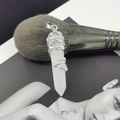 Silver flower relief pendant with white crystal hexagonal column on artistic background - Clear Quartz (Pendant Only)