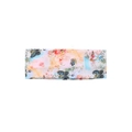 Bohemian stretch headband featuring blue butterflies and pink floral print on white - Blue Butterfly Rose