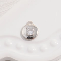 Pendente rotondo in argento S925 con zircone cubico trasparente su vassoio bianco - Oro Bianco