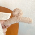 Light coffee plush shark hair claw clip for women featuring soft faux fur texture - Khaki Plush Hair Claw