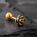 Orecchino a perno rosa da uomo in acciaio nero e oro con testa di misura 0,72 cm - Giallo Oro (S228)