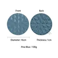 Nordic blue silicone heat mat with 16cm diameter and non-slip geometric texture - Pine Blue