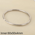 Polished silver stainless steel bangle 4mm sleek oval hollow minimalist bracelet - Single Ring (KB205309-LO)