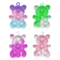Mini bear-shaped pop-it fidget toy keychains with tie-dye silicone patterns in a 4-pack set - Christmas Bear Pop