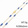 Minimalist gold-plated titanium steel necklace with blue cylindrical accent beads - Gold Blue (KN232200-Z)