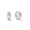 Polished silver twisted hoop earrings with a textured spiral design for a modern minimalist look - Silver