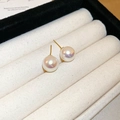 Elegant round pearl stud earrings with gold-toned S925 silver needles - 4# Silver Earring Post - Gold - White - 11mm Pearl