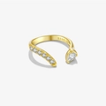 Anillo de serpiente ajustable en plata de ley S925 dorada con brillantes piedras circón - Abierto Ajustable / Oro de 18K