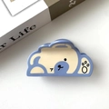 Pince à cheveux en acétate bleu et blanc motif animal nuage et patte - Ours Bleu 8cm