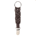 Handwoven dark brown cotton hat clip with a metal clasp for travel backpack storage - Coffee Brown Style B