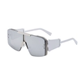Gafas de sol punk con lentes de espejo plateadas y patillas blancas con remaches - Marco Plata Mate Espejo Plata
