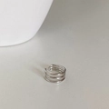 Minimalist silver triple-layered ear cuff with a polished metallic finish - Multi-Circle Single Piece (867) / Silver