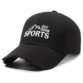 Berretto da baseball nero con ricamo bianco e visiera parasole lunga per esterni - Tesa Standard (7.5cm) / Tesa Standard Nero (Ricamo Bianco)