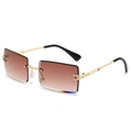 Frameless rectangular sunglasses with brown gradient lenses and gold metal frames - Gold Frame Brown Lens
