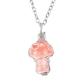 Collana a fungo artigianale con cristallo di quarzo rosa e ciondolo avvolto in filo - Quarzo Rosa Chiaro